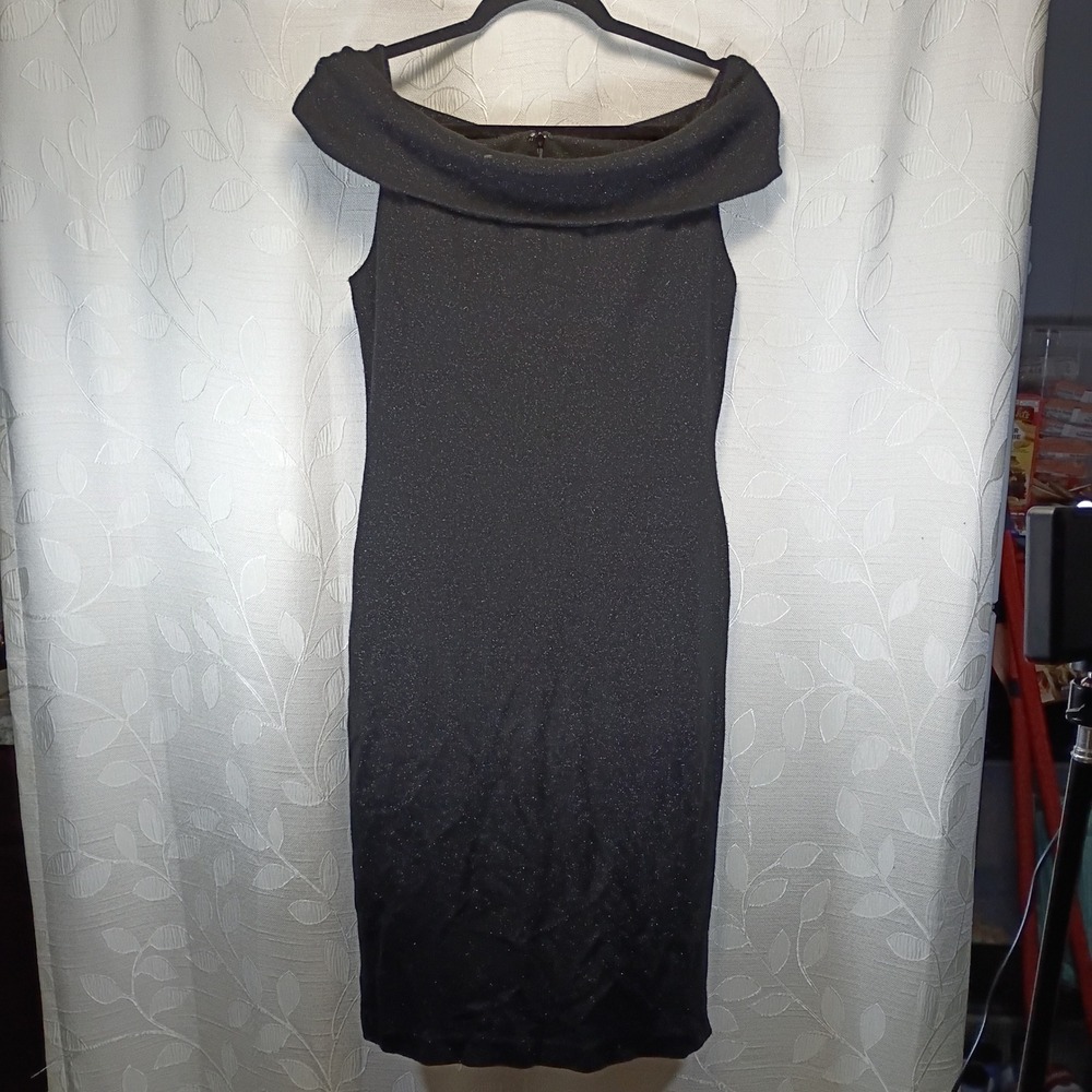 Ted Baker London Black Gold Sparkle Off Shoulder Cocktail Dress